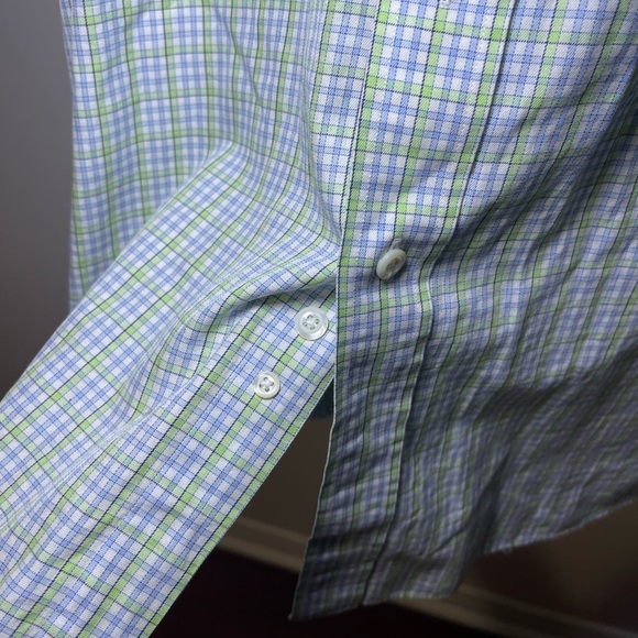 Brooks Brothers Men’s green blue plaid Long sleeve button down shirt in XL - Picture 4 of 7